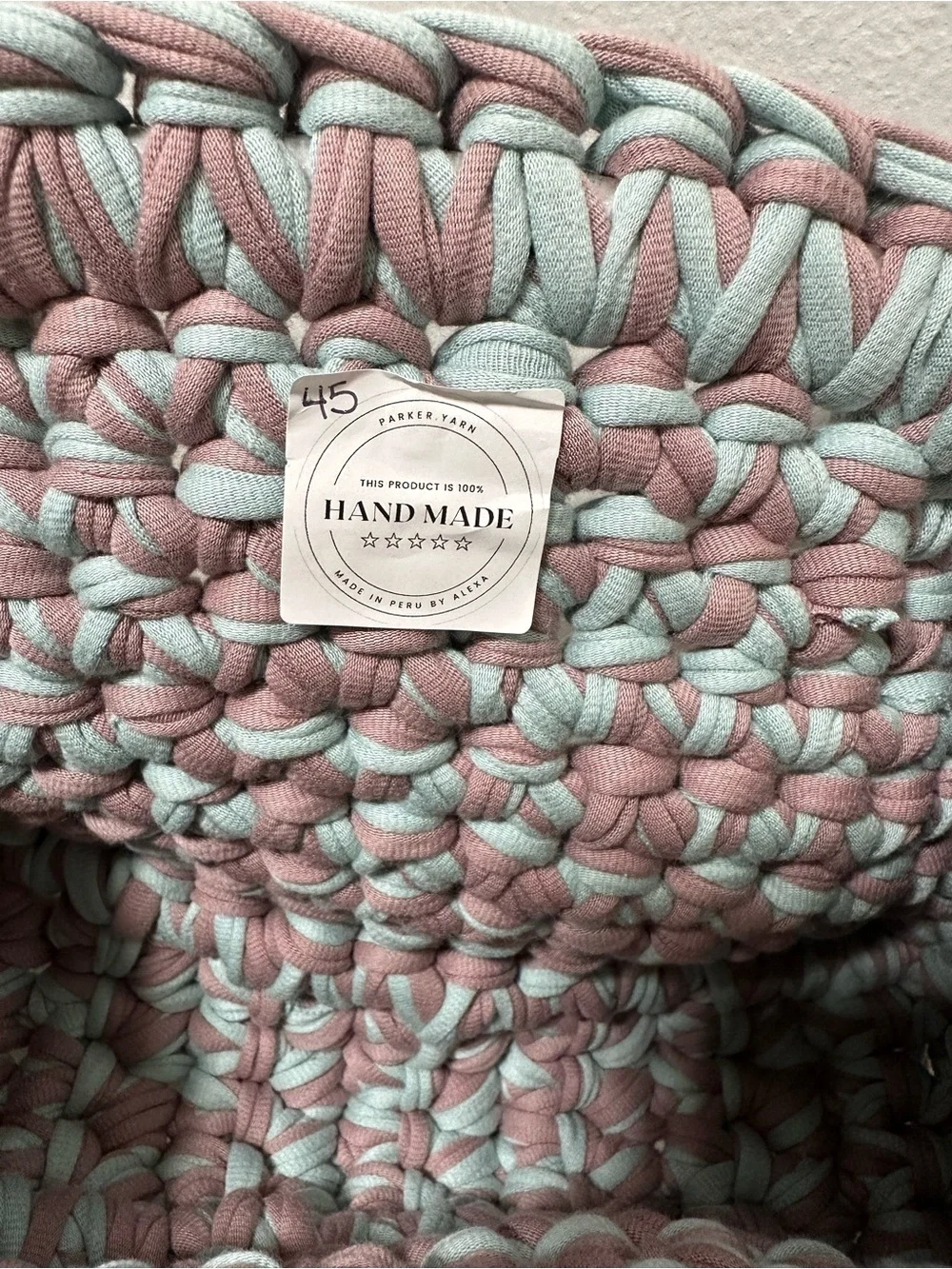 Parker Yarn Handmade Crochet Clutch Bag - Pink & Mint Green